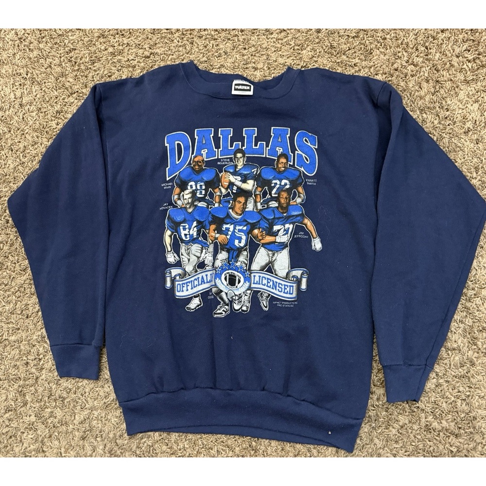 Vintage 90's Dallas Cowboys Players Sweatshirt Blue NFL Football Mens Size XL